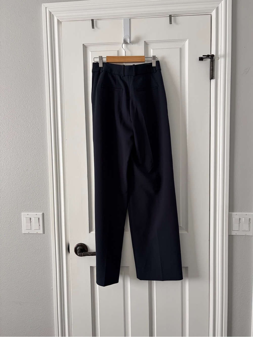 Babaton Dark Navy Straight-Leg Dress Pants